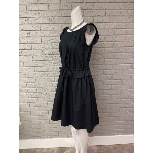 Couture Brooch Women Black Pleated Cinch Waist Dress Size 38 (M) - Picture 3 of 12